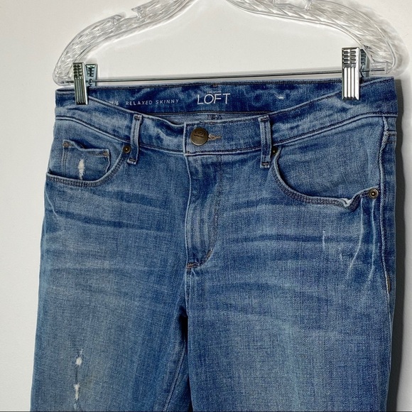 LOFT Relaxed Skinny Distressed Jeans - Picture 5 of 10